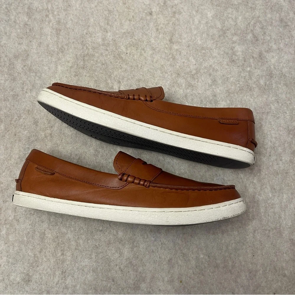 Cole Haan Nantucket Brown Leather Slip On Penny Loafers Rubber Sole Mens Size 11